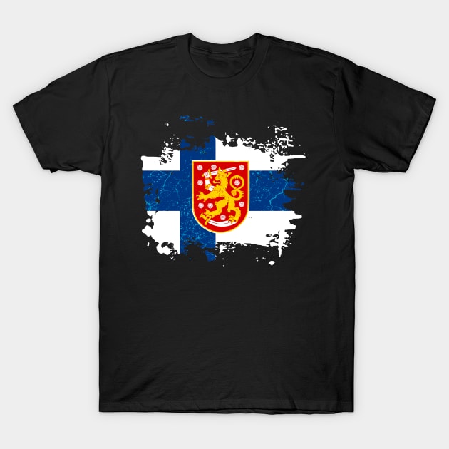 Finland Finnish Flag Coat Of Arms T-Shirt by Mila46